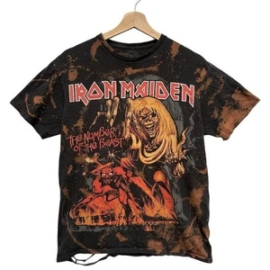 Iron Maiden The Number Of the Beast Distressed Graphic T Shirt Black Size Medium - Picture 1 of 8