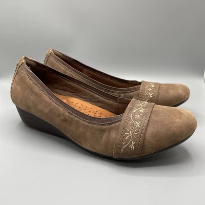 Zapatos sin cordones Rockport Cob talla 8 marrón cuero ballet cuña boho románticos planos Foto 1 de 4