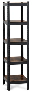 Scaffale 5 Ripiani Metallo e Legno 148x37cm Garage Mensola Libreria Scaffalatura - Foto 1 di 11