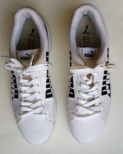 Herren 10,5 Puma Smash Leder Schuhe Sportlich Schwarz Weiß Sneaker EG - Bild 1 von 8