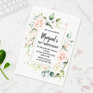 Personalised Birthday Party Invitations milestone 30th 40th 50th 60th 70th 80th - Picture 1 of 8