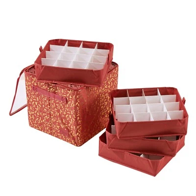 Periea 'Carol' Christmas Bauble Storage Box With Dividers - Image 1 of 4