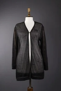 Women FENDI Black Sheer Mesh Long Sleeve Cardigan Sweater Size 40/42 - Picture 1 of 9
