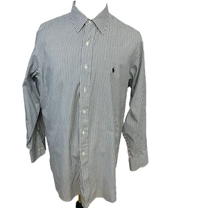 Polo Ralph Lauren Shirt Herren 17,5 Lowell grau gestreift langärmelig 100 % Baumwolle Pony - Bild 1 von 9