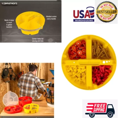 10.25 in. 4 Compartment Bucket Stacker Small Parts Organizer for Bucket Storage - Image 1 of 4