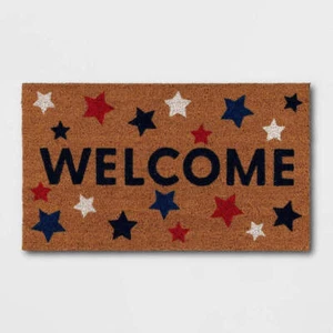 1'4"x2'4" American 'Welcome' Stars Doormat Natural - Picture 1 of 1