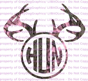 Pink Style Camouflage Camo Yeti Größe Geweih Monogramm Vinyl Aufkleber Sticker Mädchen - Bild 1 von 1