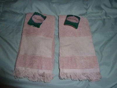 2 Charles Craft 14 Count Cross Stitch Rose Fingertip Velour Hand Towels  NWT - Image 1 of 4