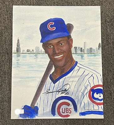 Sammy Sosa Signed 11x14 Painting Chicago Cubs #21 Vintage Autograph RARE Beckett - Image 1 of 4