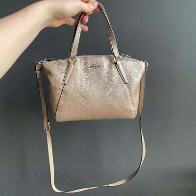 Coach Gold Beige Metallic Leather Small Tote Authentic F29539 - Image 1 of 4