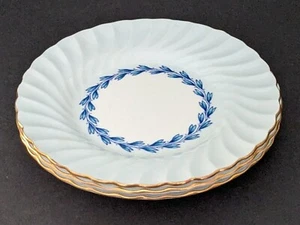 Set of 3 Minton Blue Cheviot Pattern Gold Trim Bread and Butter Plates S451 - Picture 1 of 5