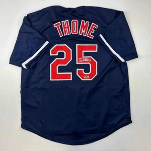 Facsimile Autographed Jim Thome Cleveland Blue Reprint Jersey Size Men's XL - Picture 1 of 4
