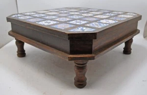 Vintage IN Legno Quadrato Choki Bajot Sgabello Originale Old Mano Crafted Tile - Picture 1 of 8