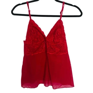 Vassarette Women's Red Lace Babydoll Lingerie Top (L) - Picture 1 of 7