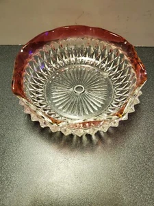 Indiana Glass Ruby Flash Diamond Point 5½" Mayonaise Bowl Candy Dish Vintage - Picture 1 of 5