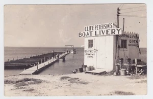 1940'S RPPC CLIFF PETERSON'S BOAT LIVERY NEAT PHOTO  - Picture 1 of 2
