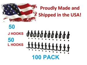 Plastic Black Pegboard Wall Locking Hooks 50 J & 50 L Pack PEGBOARD NOT INCLUDED - Picture 1 of 13