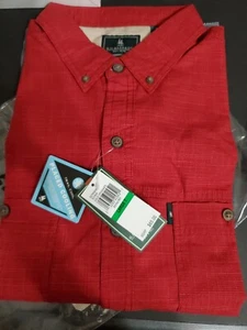 G.H. Bass & Co. Men's Crosshatch Short Sleeve Button Down Shirt -Red, Large Tall - Picture 1 of 5