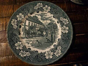 Royal Tudor Ware Coaching Taverns Staffordshire England Blue Dinner Plate 10.5" - Picture 1 of 5