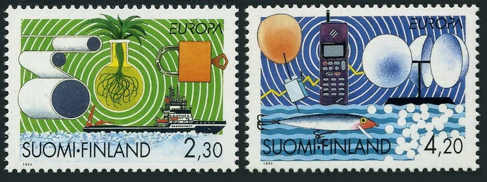 Finlandia 937-938,MNH.Michel 1248-1249. EUROPA CEPT-1994. Tecnología. Rompehielos, Foto 1 de 1