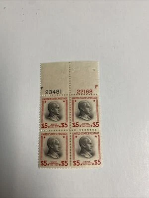 US 834 Calvin Coolidge $5 Plate Block Of 4 Centerline Superb Mint Never Hinged. - Image 1 of 4