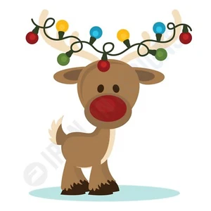 WEIHNACHTSRENTIER MIT LICHTERN - AUFBÜGELN T-SHIRT TRANSFERS - A6 A5 A4 - Bild 1 von 5