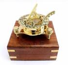 Nautical Brass 3" West London Sundial Antique Brass Sundial With Wood Box