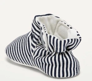 Old Navy Baby Shoes Booties 12–18 Months Soft Sole Unisex White Navy Stripe NEW - Picture 1 of 6