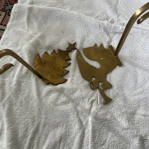 Vintage Brass Christmas Tree & Angel Stocking Hanger Holder Long Arm Hooks - Picture 1 of 6