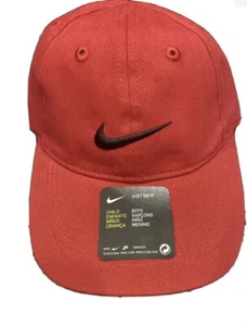 Nike Boys Embroidered Swoosh Logo Red Baseball Cap Hat Child Size - Picture 1 of 5