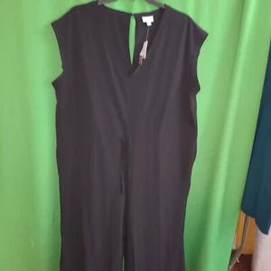 0329) NWT J JILL FIT 2X black sleeveless jumpsuit pants thin poly Fit new 2X - Picture 1 of 7