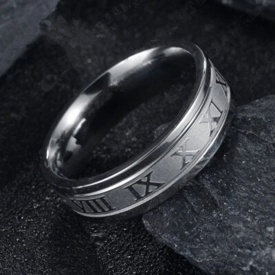 Men Black Stainless Steel Filled Ring Wedding Lover Couple Rings For Women GIFT - Image 1 of 4