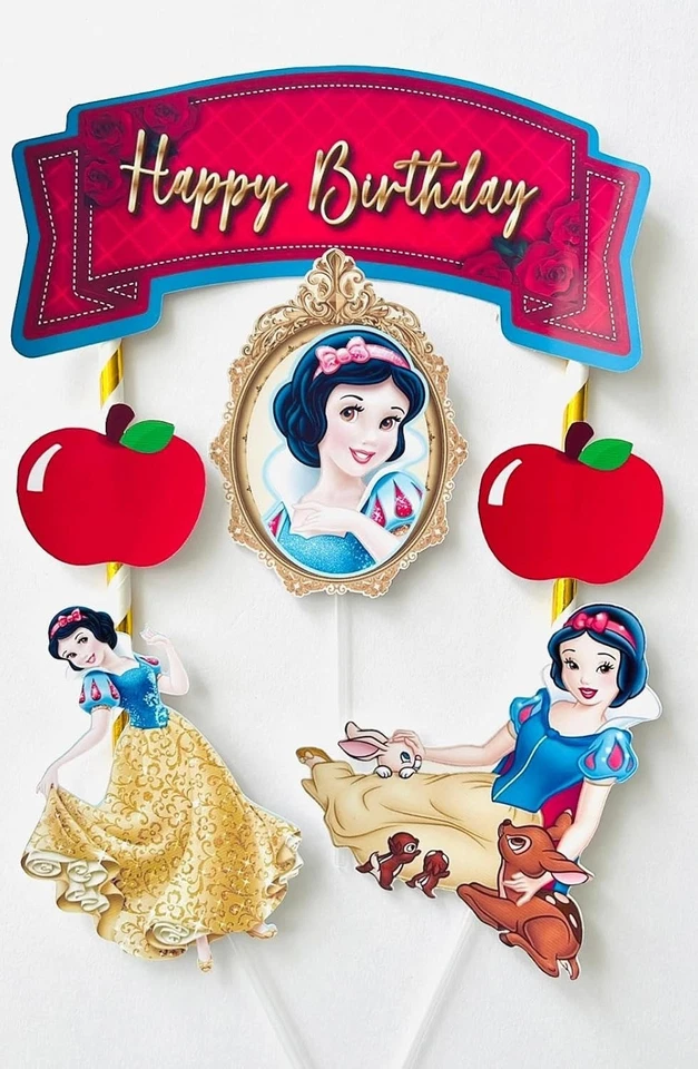 Украшение для торта на тему Белоснежки с днем рождения - Изображение 1 из 1