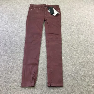 BLK DNM NYC Leather Pants Womens 26 Burgundy Red Skinny Pant 22 Five Pocket NWOT - Picture 1 of 13