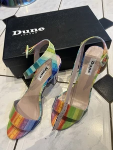 Dune Multicoloured Striped Patent Block Heel - Picture 1 of 7