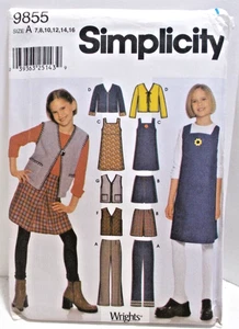 Simplicity 9855 Girls Pants Skirt Jumper Vest Jacket Sz A 7 8 10 12 14 16 Uncut - Picture 1 of 5