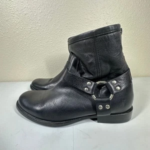 Stivali Frye 3471367 BLK Phillip Harness Moto in pelle nera con zip da donna taglia 8,5 - Foto 1 di 5
