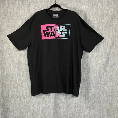Star Wars Mad Engine Men’s 3X Graphic Tee Black Pink Teal Logo Faded Cotton - Image 1 of 4