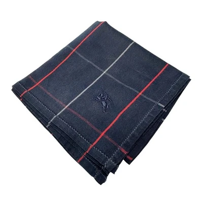 Burberry Men's Pocket Square / Handkerchief / Scarf Dark Blue, Red & White Plaid - Image 1 of 4