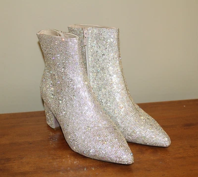 Женские сапоги Betsey Johnson Kyla из прозрачного блестящего стекла с камнями на молнии размер 7 M - Изображение 1 из 4