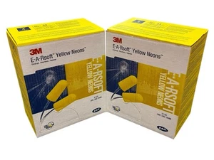 400 Lot Pairs 3M E-A-Rsoft Yellow Neons Earplugs 311-1251 Corded Ear Plugs - Picture 1 of 5