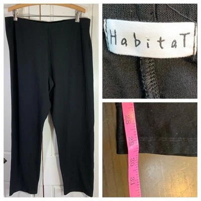 Habitat Clothes To Live In Black Pull On Elastic Waist Pants Womens XL Lagom - Image 1 of 4