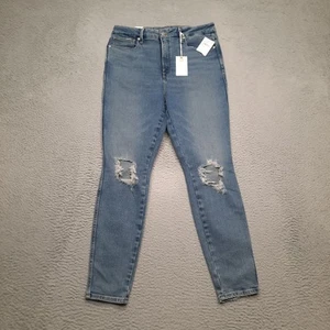 Good American Good Curve Skinny Crop Jeans Damen Gr. 10/30 Blau Ripped Denim - Bild 1 von 10