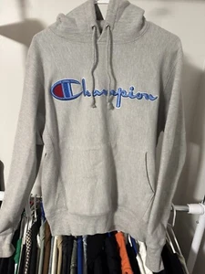 CHAMPION 3D FLOSS STITCH LOGO REVERSE WEAVE PULLOVER HOODIE MENS SIZE S - Picture 1 of 4