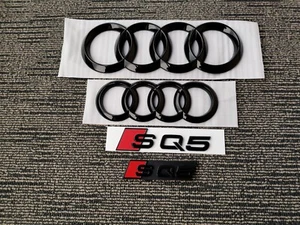 Gloss Black OEM Style Audi SQ5 Badge Set Front Mesh Rear Trunk Emblem Decal 21+ - Bild 1 von 10