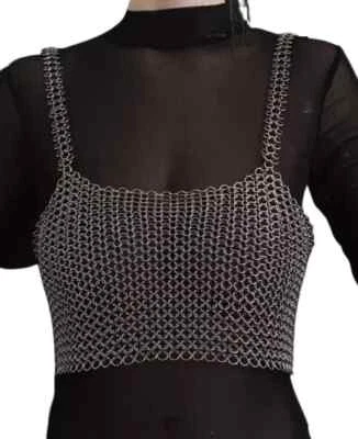 New Chainmail Butted Bralette Top stainless Steel Chainmail Sexy Crop Top - Image 1 of 4