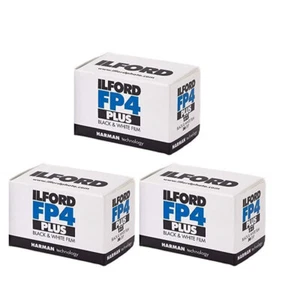3 Rolls Ilford FP4 Plus 35mm 125 asa 36 Exp. Black and White Film - Picture 1 of 5