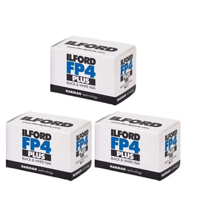 3 Rolls Ilford FP4 Plus 35mm 125 asa 36 Exp. Black and White Film  - Image 1 of 4