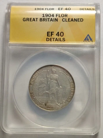 Great Britain 1904 Florin 2 Shilling XF40 Det Edward VII Silver Coin Key Date 3A Cover