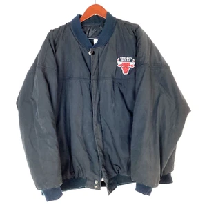 Chaqueta aislante acolchada vintage Chicago Bulls 2XL negra NBA baloncesto cremallera completa - Imagen 1 de 12